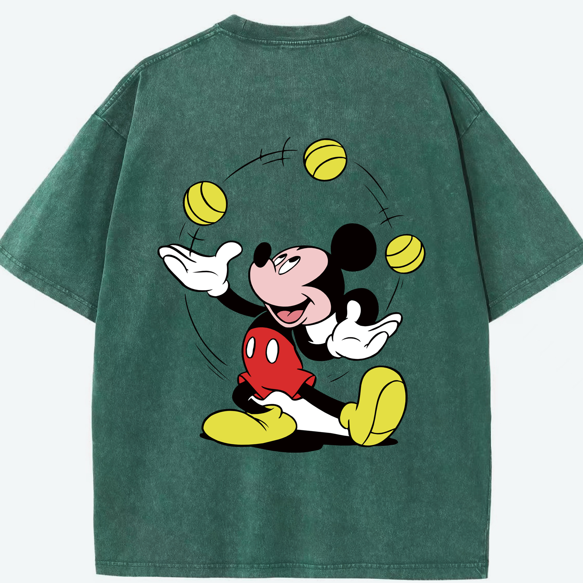 （画像用） ミッキーマウス Mickey Mouse 綿100% ヴィンテージ風 半袖Tシャツ（背面プリント）